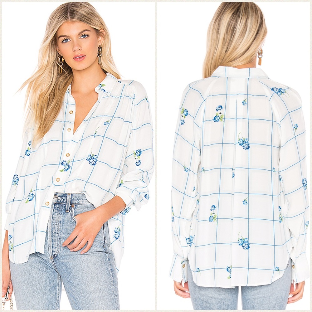 Free People Window To My Heart Button Up Blouse M